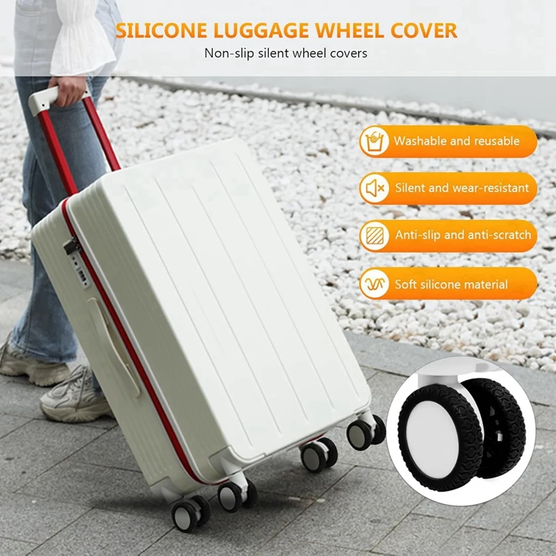 A74P-8Pcs Suitcases Wheel Covers,Silicone Luggage Compartment Wheel Cover For Most 8 Spinner Wheels
