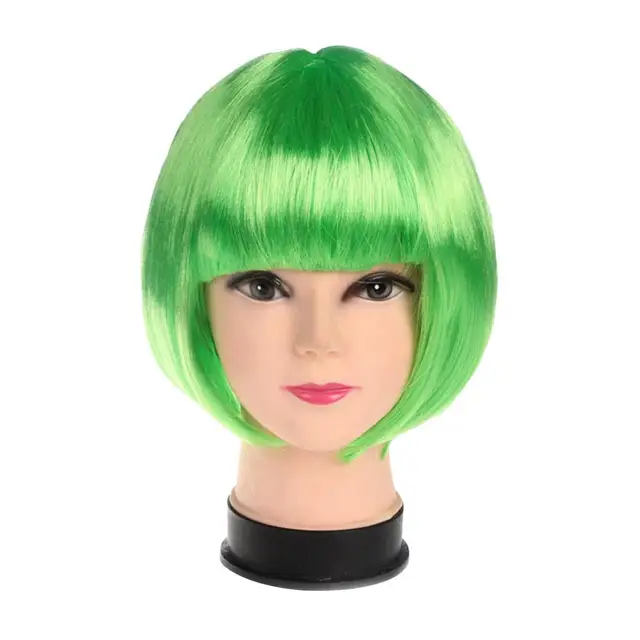 Colorful Bobo Wig Women Short Straight Wig Vibrant Short Straight Wig for Women with Bangs Heat Resistant Synthetic for Costume 2