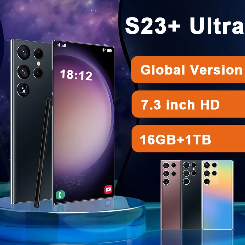 S23 Ultra Smartphone Android 7.3 inch 16G+1T Mobile Phones Unlocked 4G/5G Dual Sim Global Celular 8000mAh 48MP+100MP Cell Phone
