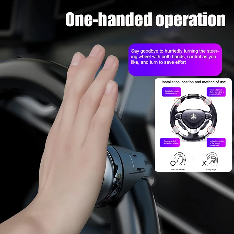 

Universal Car Steering 360 Degree Wheel Booster Ball Labor Saving Turning Spinner Knob Bearing Power Handle Holder Accessories