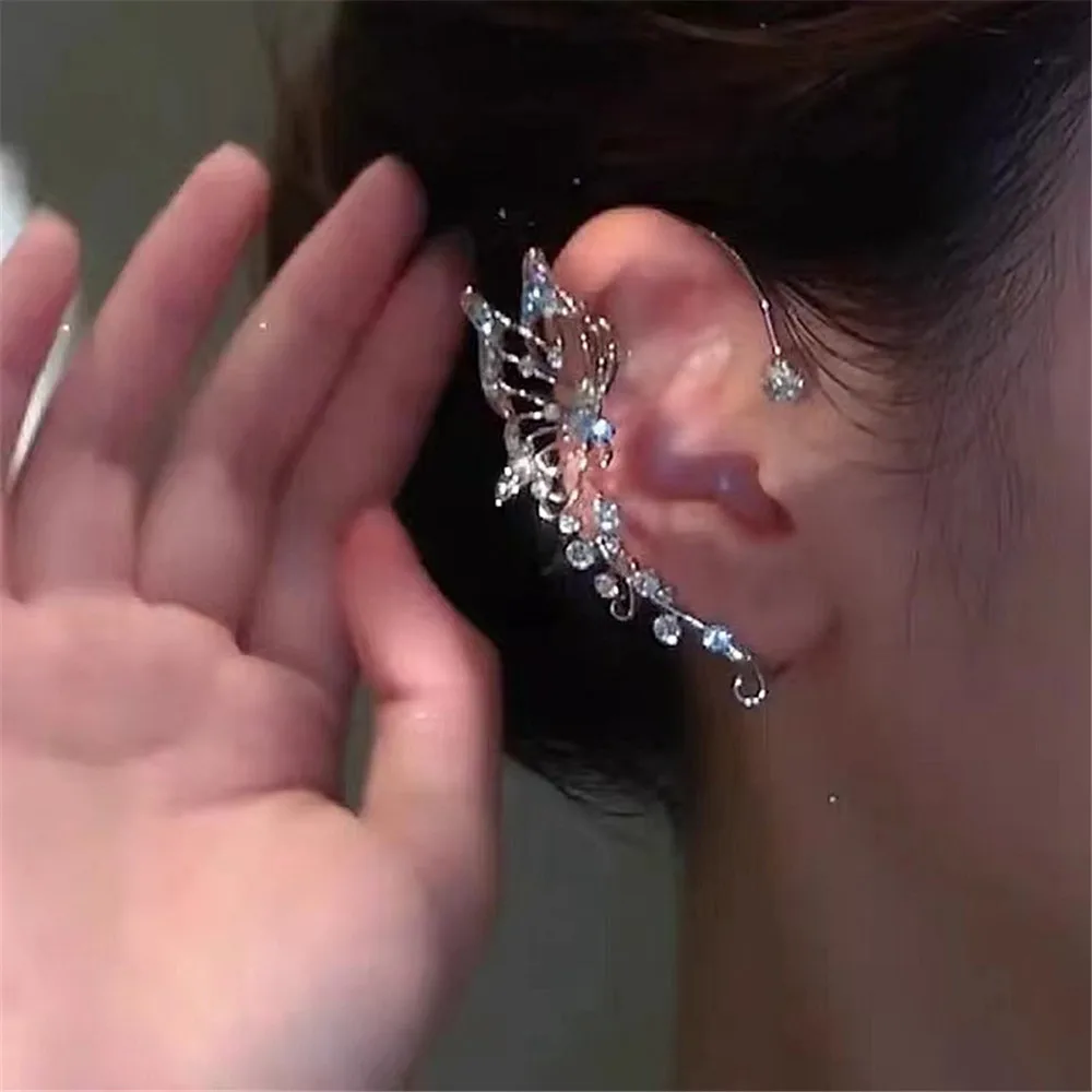 Exquisite Sparkle Zircon Butterfly Earrings Fashion Women Elf Earrings No Pierced Ear Cuffs Party Jewelry Valentine's Day Gifts ear clip earrings clip earrings ear clip ear accessories