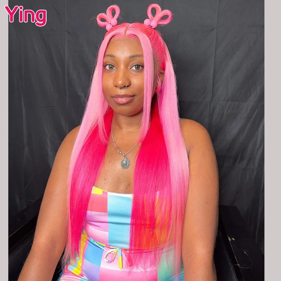 

Ying Pink Colored Bone Straight 13x4 Transparent Lace Front Wigs Colored 180% Brazilian Remy #613 Blonde 13X6 Lace Frontal Wigs