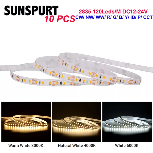 5V 12V 24V 2835 CCT LED Strip Dual Color Warm White +Cool White 3000K-6000K