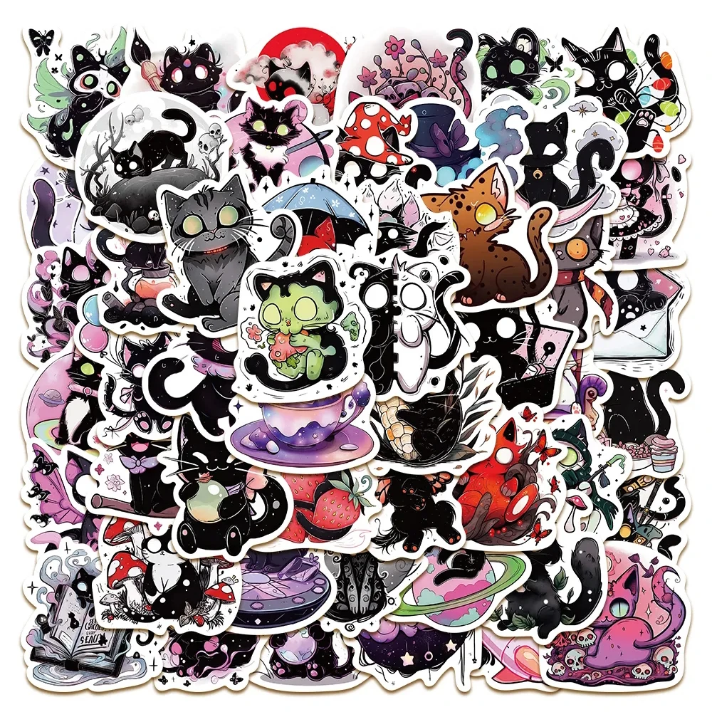 10/30/50PCS Magic Horror Demon Cat Graffiti Sticker for Laptop Luggage Skateboard Waterproof Cool Cartoon Decals for Kids Toys