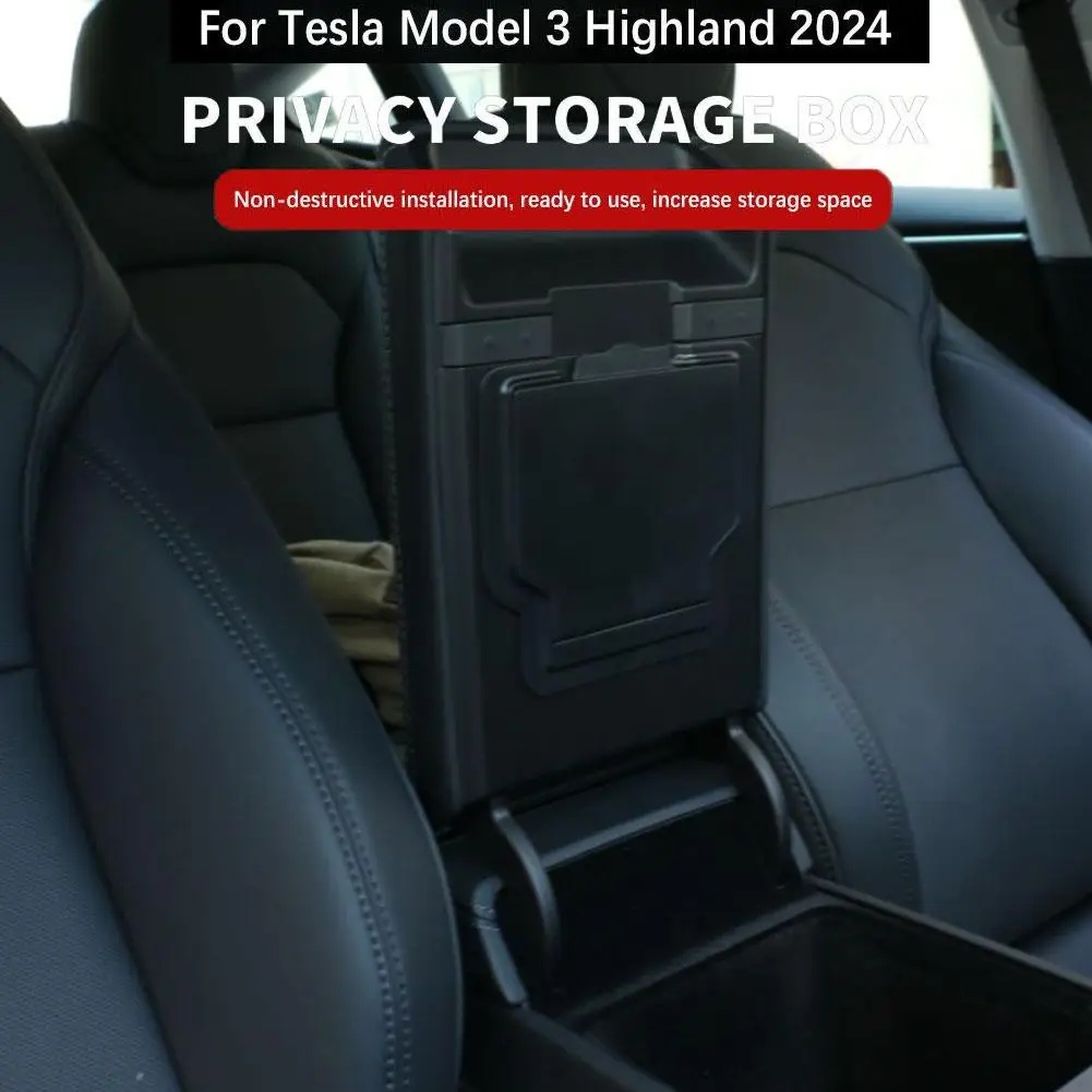Armrest Hidden Storage Box for Tesla New Highland 2024 Center Console Organizer Armrest Holder Tray for New