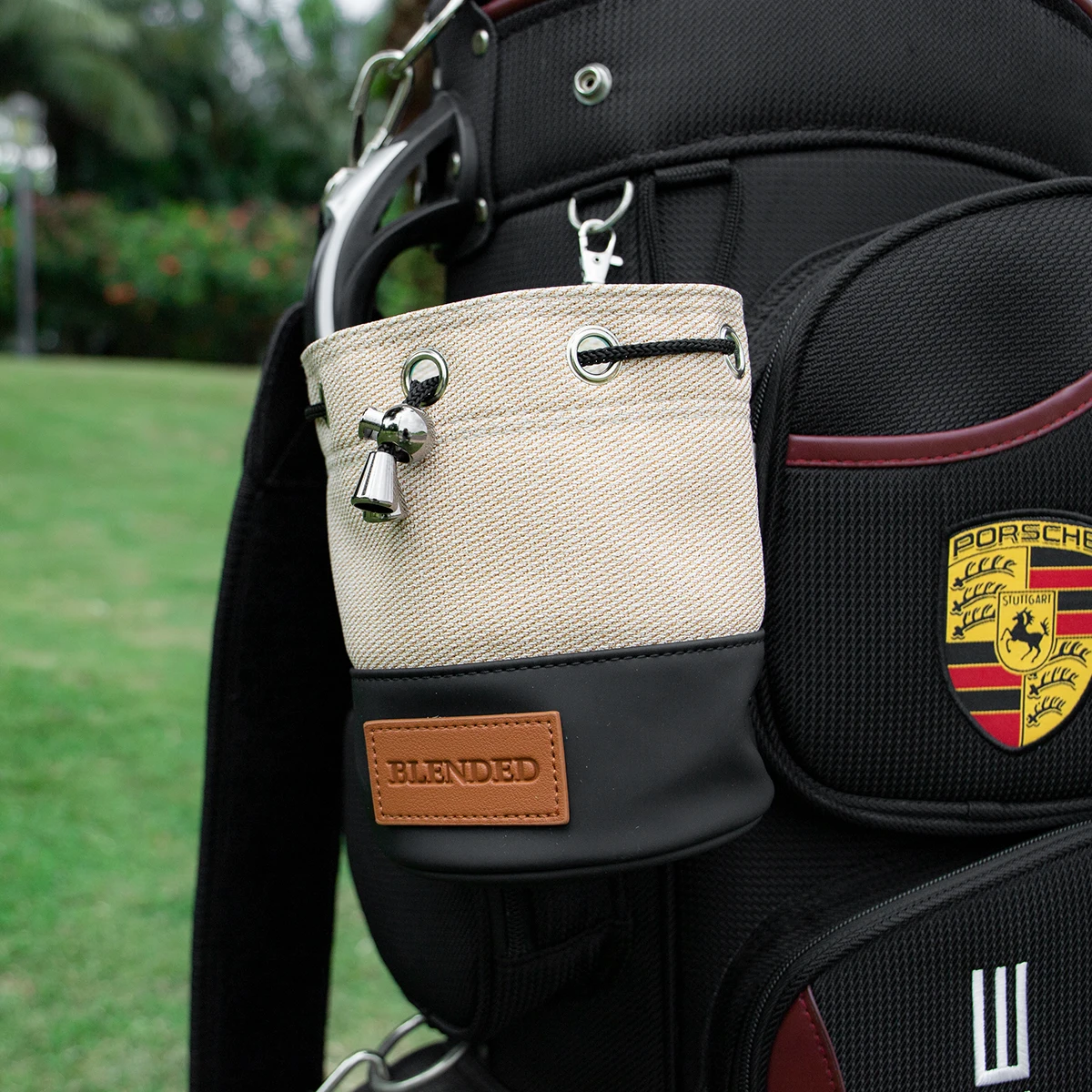 Golf Valuables Pouch Bucket Waist Design Golf Pouch Bag with Drawstrings Golf Tee Bag Pouch Leather Golf Tee Pouch Golf Ball Bag 6