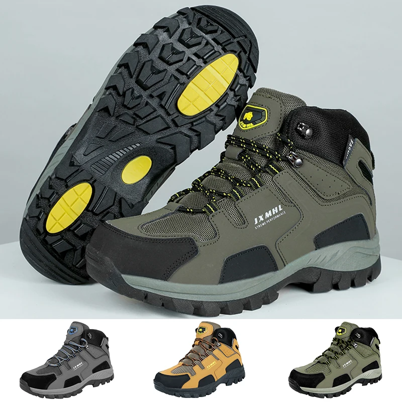 Hiking Shoes Men High Top Hiking Boots Man Outdoor Lace Up Waterproof