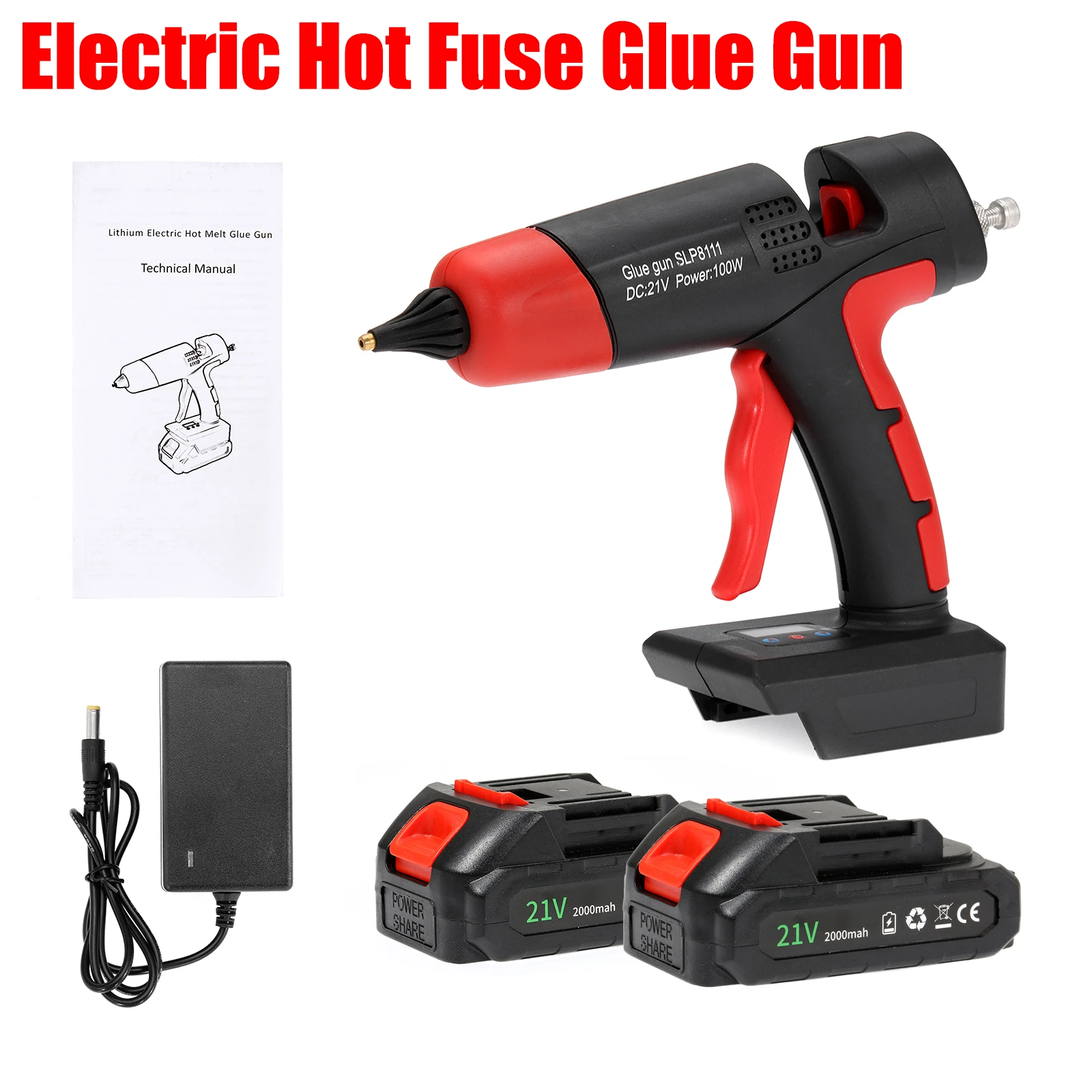 Lithium Electric Hot Fuse Glue Gun Rechargeable Digital Display Temperature Control Glue Gun
