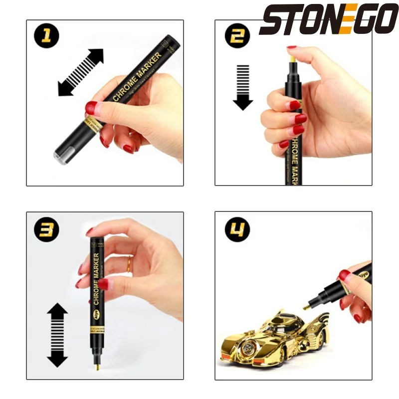 방수 금속 펜 거울 크롬 마커 반사 페인트 펜 DIY 공예 학생 용품