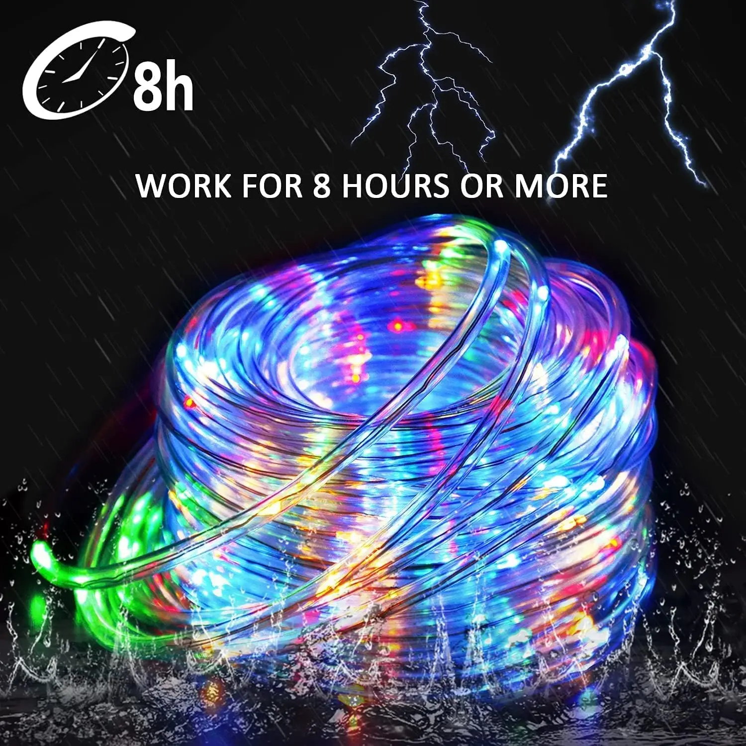 Description Picture 2 of item7M/12M LED Solar String Fairy Lights Outdoor Tube Rope Path Garlands Lamp Patio Waterproof Christmas Wedding Garden Street Light