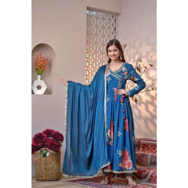 

Kurta Pant Set Diwali Special Printed Salwar Kameez Suits Heavy Muslin Anarkali
