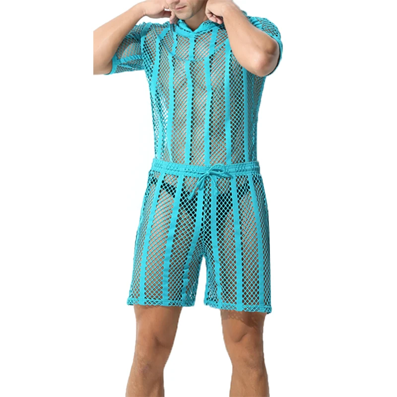 Men Underwear Compression T Shirt Mesh Undershirts Long Boxer Shorts Hooded T-shirts Trunks Shorts Sleeve Fishnet Hoodies Tank Tops Loungewear Tracksuits