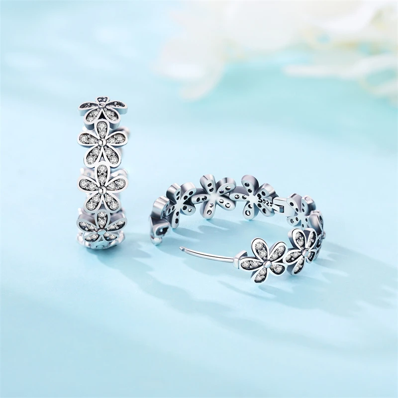 Echte Creolen aus 925er-Sterlingsilber, bunter Zirkon, helle Sternenhimmel-Ohrringe für Damen, Verlobung, Hochzeit, Party, Silberschmuck – Detail 14