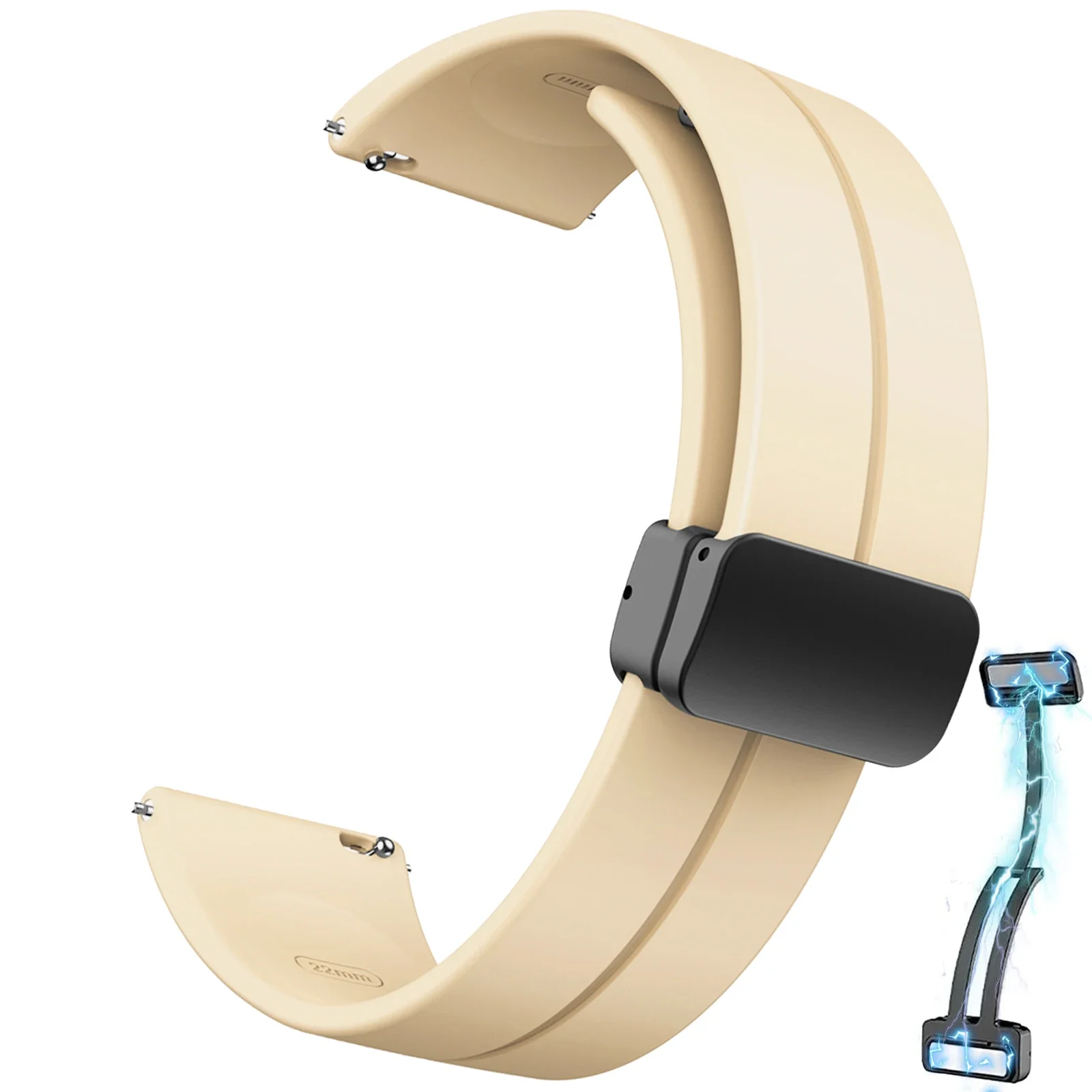 Silicone Sport Band with Magnetic Buckle - Classic Design, 20mm/22mm Strap