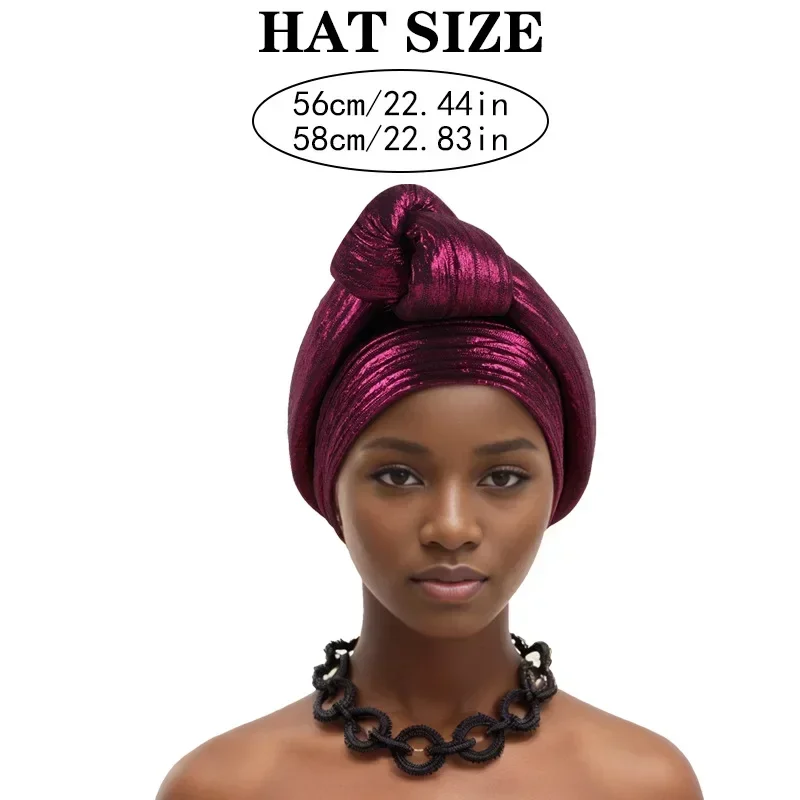 African Headtie Latest Nigeria Aso Oke Twist Knot Head Wraps Headpiece Turban Cap Bonnet for Women Already Made Auto Gele Mujer,african head wraps