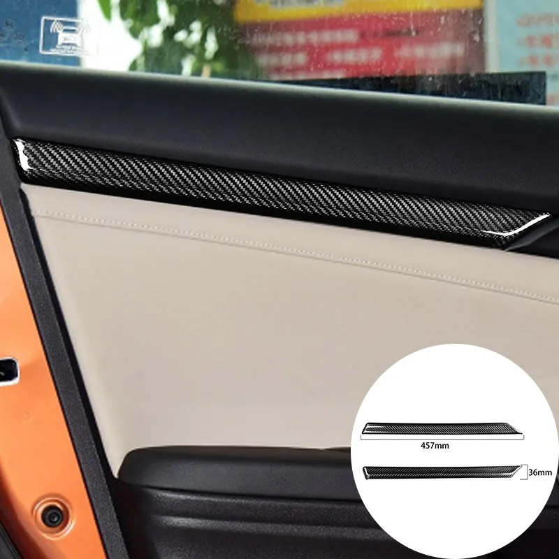 

For Honda Civic 10th 2016-2021 Carbon Fiber Car Front Door Rear Door Panel Frame Trim Sticker Cover Car-styling Accessories