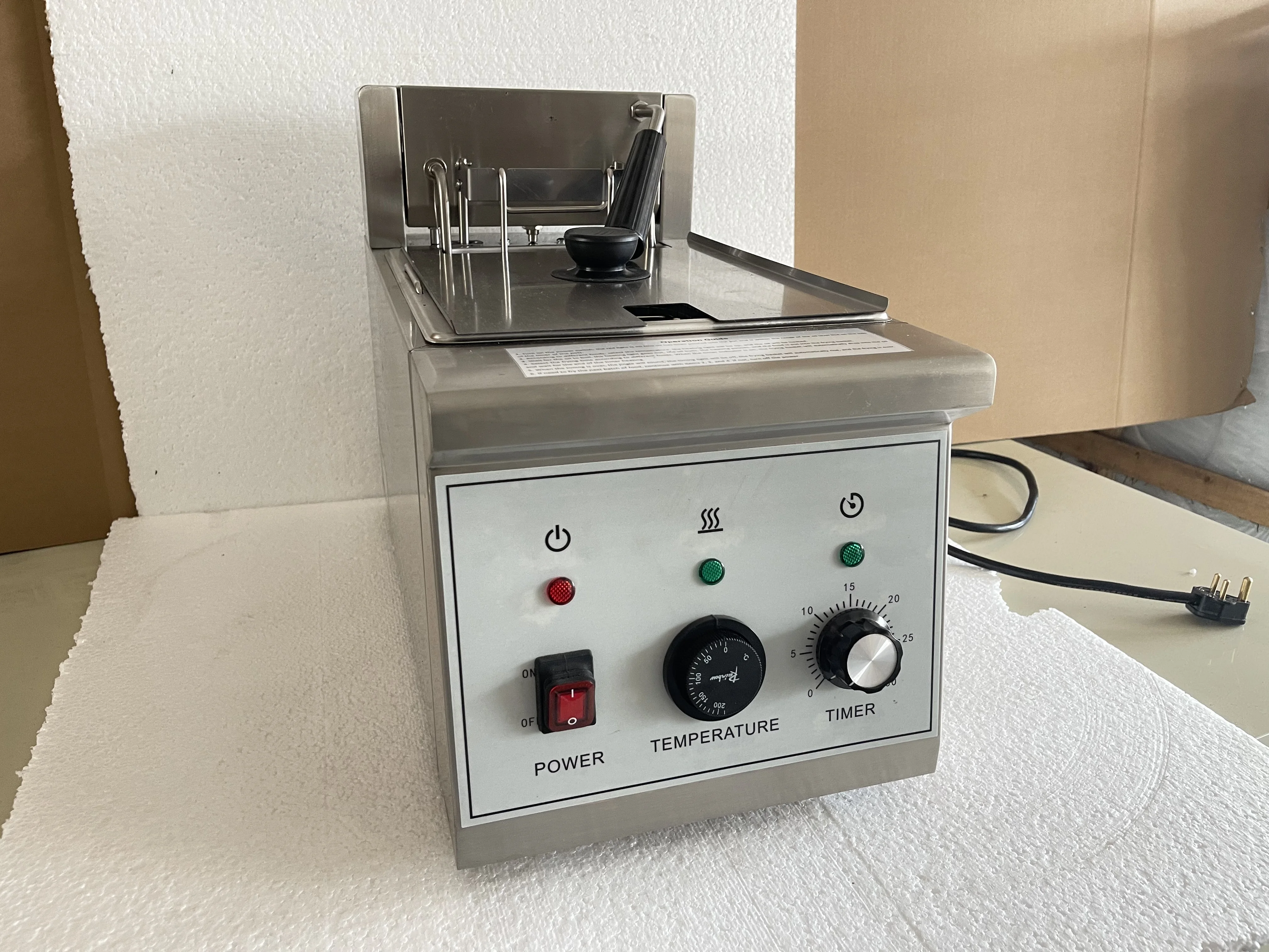 220v 12L Table Top Stainless Steel Electric Lifting Fryer Potato Chips French Fries Machinery