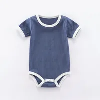 Summer Newborn Bodysuit Baby Romper Ribbed Infant Cotton Short Sleeve Body Suit Boy Girl Jumpsuits Baby Clothes One-Pieces 0-24M 2
