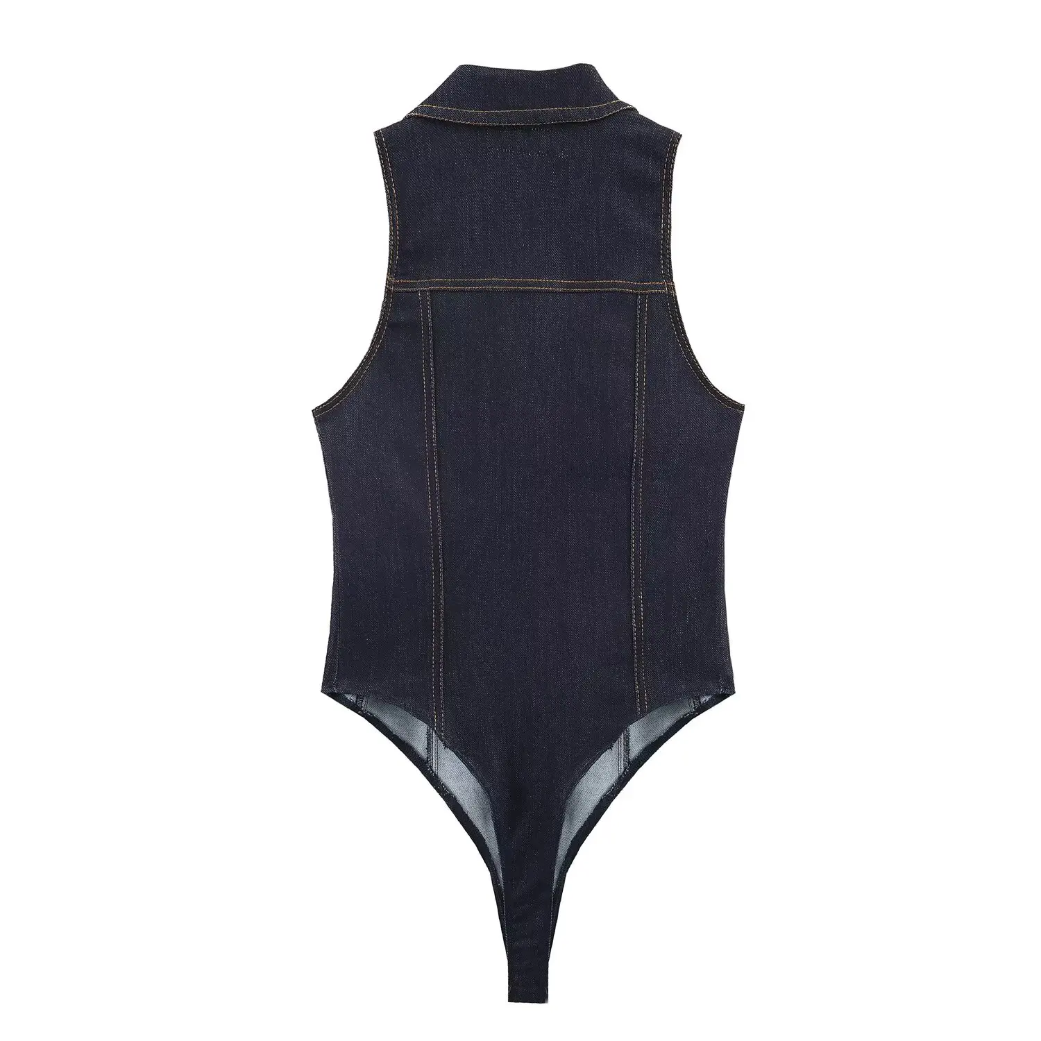 Women Denim Slim Bodysuit Sleeveless Body Top Female Single-Breasted Bodysuit Summer Fashion Streetwear Short Jumpsuit Tops ﻿