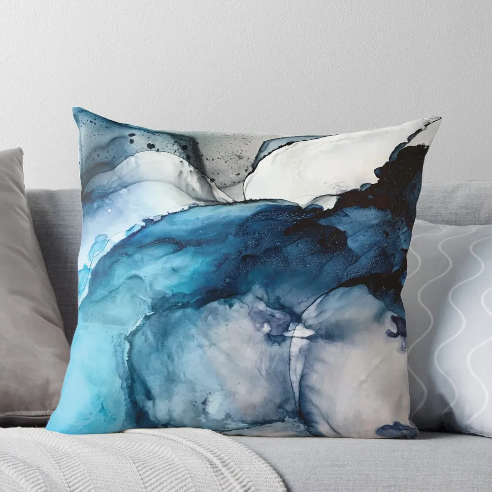 

White Sand Blue Sea - alcohol ink painting Throw Pillow Christmas Pillow Covers Pillow Case Pillowcases