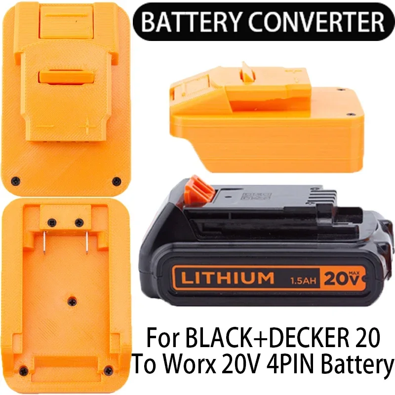 Battery Adapter for BLACK+DECKER 20V Li-ion Battery to Worx 20V 4PIN Dexter Li-ion Tool Battery Converter Power Tool Accessories battery adapter for worx 4pin battery orange to for worx 6pin range color 20v cordless electric screwdriver tool converter