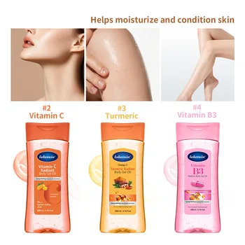 Lozione corpo all'olio di cacao e curcuma 200ml, vitamina B3, vitamina C, gel corpo illuminante e idratante per pelli secche