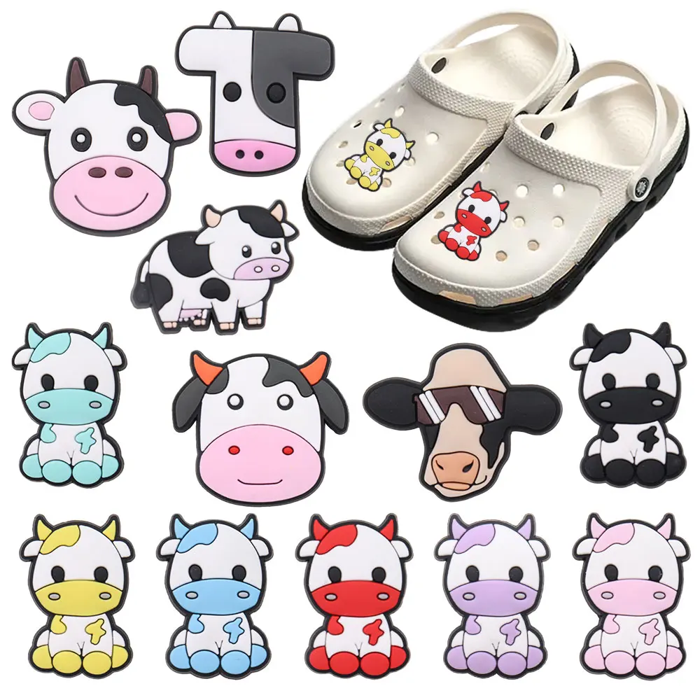 

1-12PCS Multicolor Animals Cows Shoes Charms Accessories Buckle Clog Sandals Decorations DIY Croc Jibz Kids Party Gift