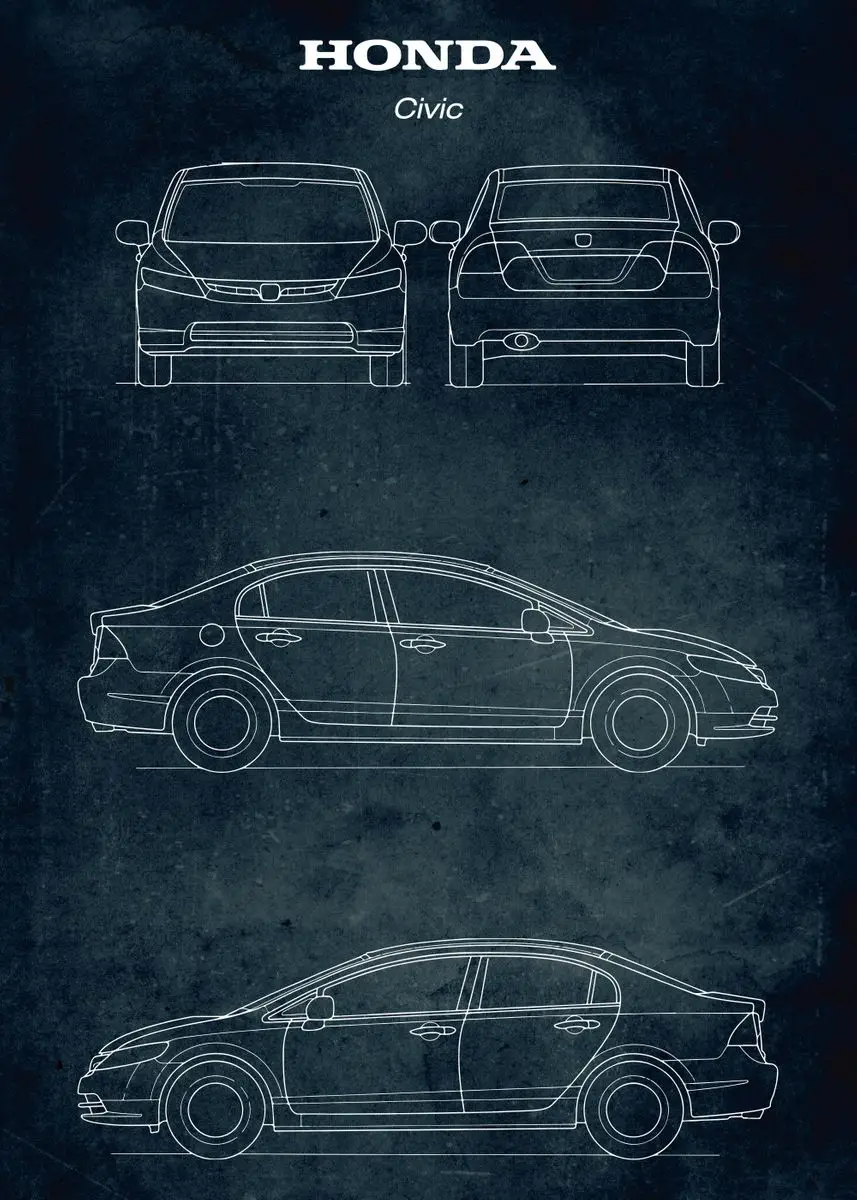 Honda Civic No Poster  Exclusive Cars Collection Passion Group Wall Decor Print for Automotive Enthusiasts