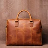 LUOKIR Vintage Crazy Horse Leather Men's Briefcase Casual Handbag Cowhide Shoulder Computer Bag Office For 15.6 Inch Laptop 3