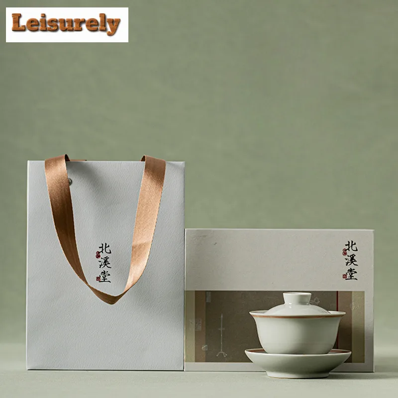 110ml Beixitang Vintage Alum Red Galze Ceramic Gaiwan Handamde Sancai Hand Held Tea Tureen Tea Maker Cover Bowl Service Gift