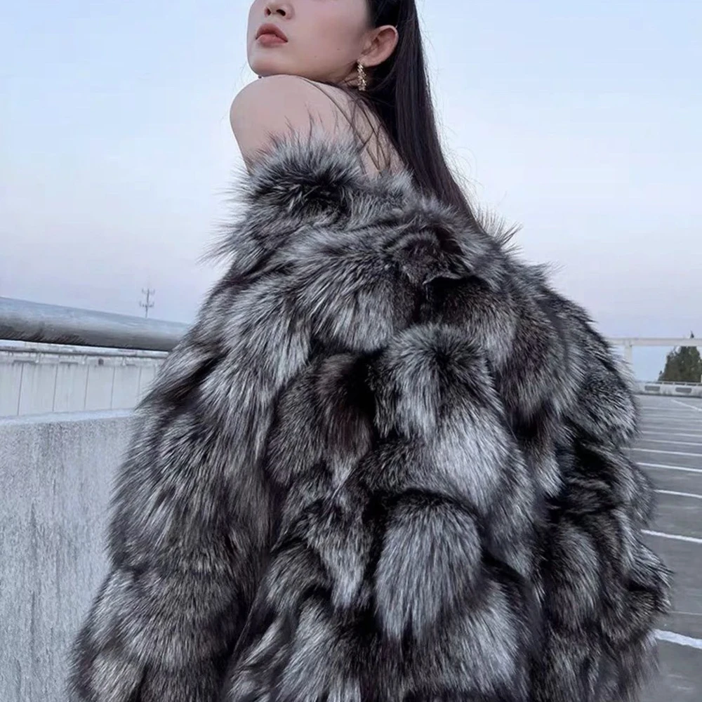 Femmes hiver en plein air mode réel manteau de fourrure de renard naturel chaud veste de fourrure de renard femme de luxe 100% véritable manteau de fourrure de renard
