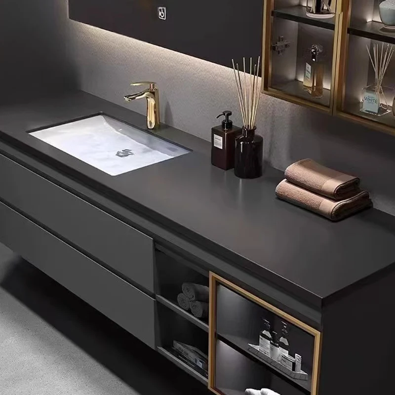Narrow Modern Simple Rock Cabinet Corner Storage Organizer Mirror Cabinet Vanity Unit Luxury Wall Shelves Mobile Bagno Furniture