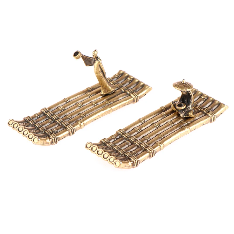 

Vintage Bronze Small Incense Burners Ornaments Bamboo Raft Incense Base Incense Stick Holder Stand Tray Ash Catcher Plate