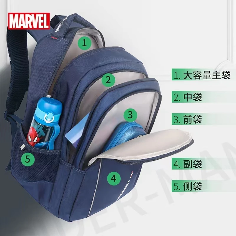 2022 Disney Genuine School Bags For Boys Primary Middle Student Shoulder Orthopedic Backpack Large Capacity Spider Man Mochilas