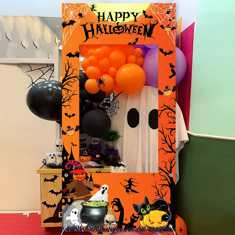 1pc 120x60cm Happy Halloween Kürbis Geist Fledermaus Polyester Rahmen Photo Booth Requisiten für Kinder Erwachsene Halloween party Dekoration – Detail 3