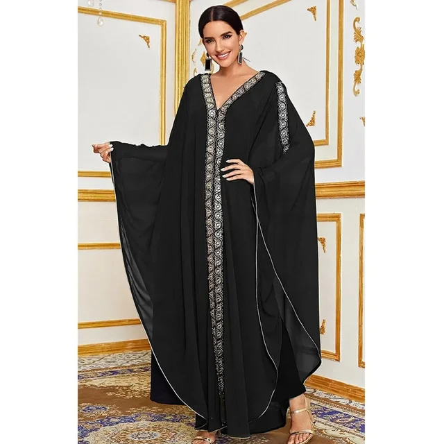Abaya marocain caftan dubaï robe Maxi à capuche manches chauve-souris Farasha caftan femmes musulmanes africain ouvert Kimono Boubou robes de soirée