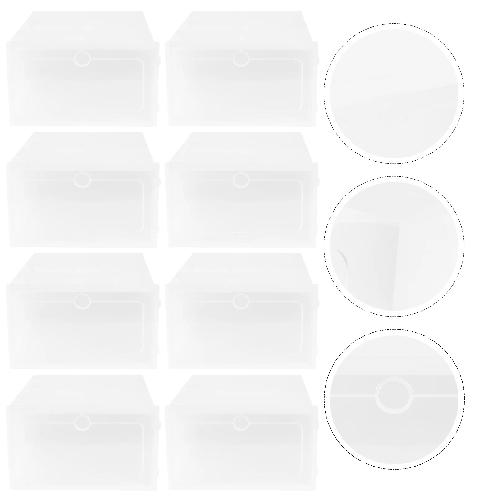 

12PCS Thicken Shoes Box Transparent Stackable Shoes Storage Box Plastic Shoe Container - Size S (White)