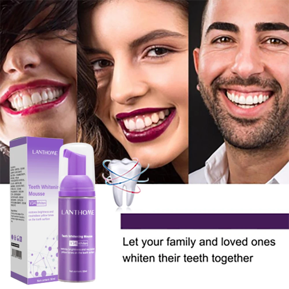 V34 Mousse 50ml Teeth Cleaning Toothpaste Effective Whitening Yellow Removing Tooth Stain Oral