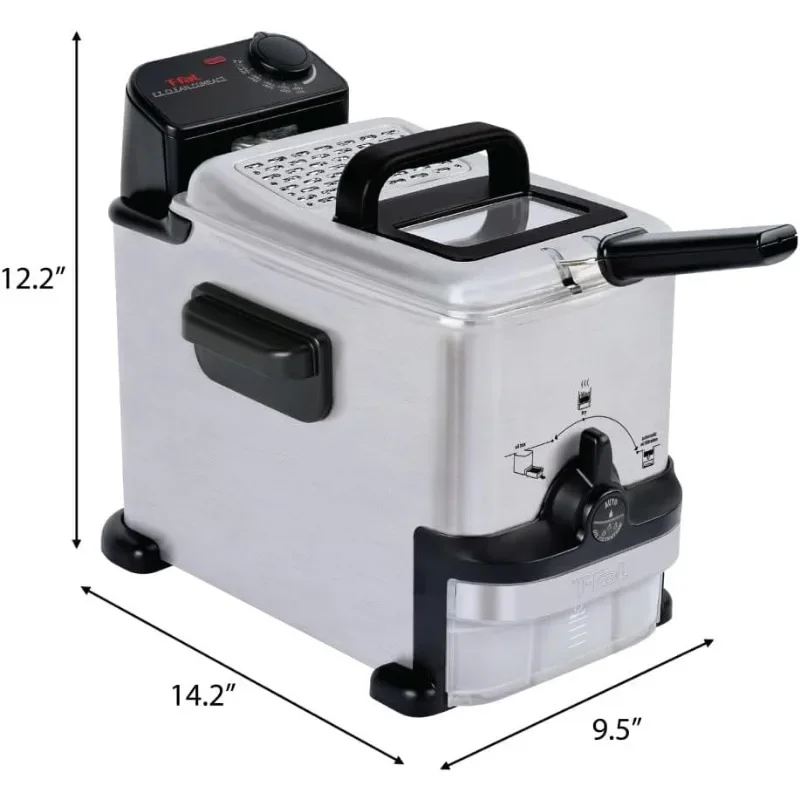 

HAOYUNMA Stainless Steel Deep Fryer with Basket 3.5 Liter, Temp Control, Digital Timer, Dishwasher Safe Parts Stainless Steel