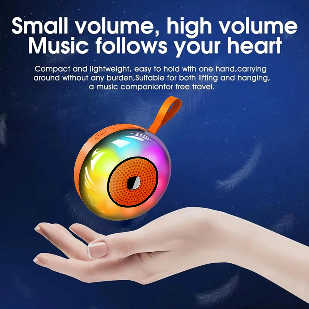 Bluetooth 5.3 Speaker Mini Speaker Portable Magnetic WIth 7 Colors RGB Light supports TF/USB/FM/Bluetooth/AUX