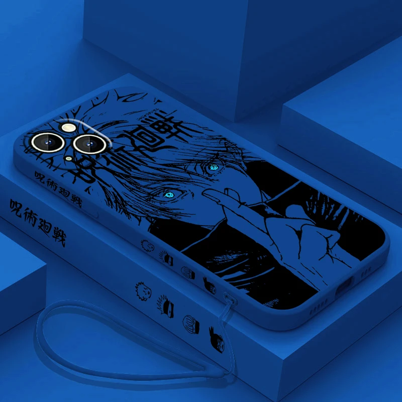 thumbnail image 1 of Jujutsu Kaisen Gojo Anime Phone Case para Apple iPhone 15 14 13 12 11 Pro Max Plus 8 7 SE Liquid Left Rope Capa Cover, 1 of 4