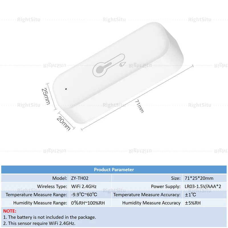 Tuya WiFi-Temperatur- und Luftfeuchtigkeitssensor mit externer Sonde (optional) für Smart Home Hygrometer, kompatibel mit SmartLife Yandex Alexa – Detail 1