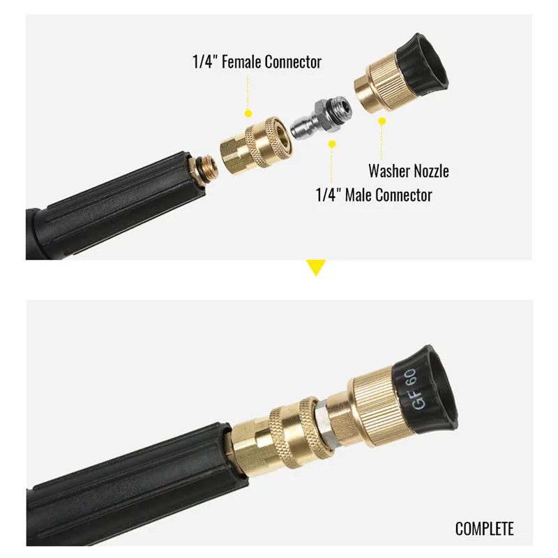 Pressure Washer Adapter Foam Nozzle Brass Connector Kit 1/4 Quick Disconnect M14 M22 Male Female Coupler for Car Washing Tool 6