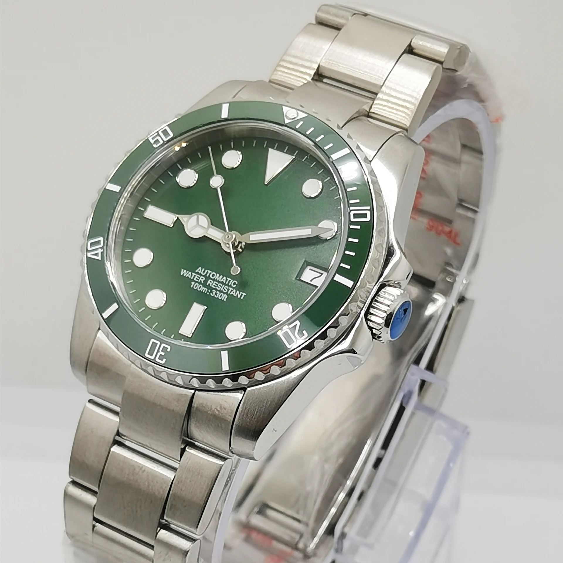 40mm Men's Watch Steel Belt 1612 Automatic Movement Sapphire Glass Green Luminous средство от муравьев green belt муравьин 100 г