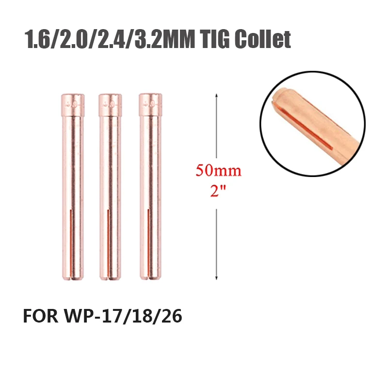 

4/10PCS Argon Welding Torch Consumable 1.6mm 2.0mm 2.4mm 3.2mm WP17 WP18 WP26 Tungstens Electrodes Collet TIG Welding Collet