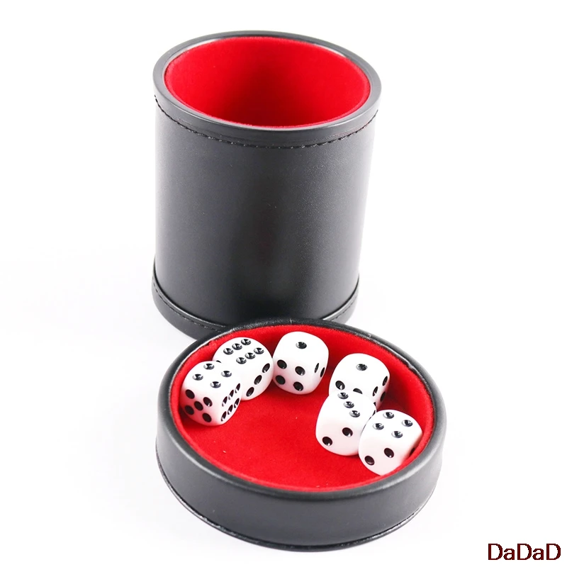 PU Leather Flannel Mute Dice Cups With 5pcs Dices Bar Game Supplies 1pcs