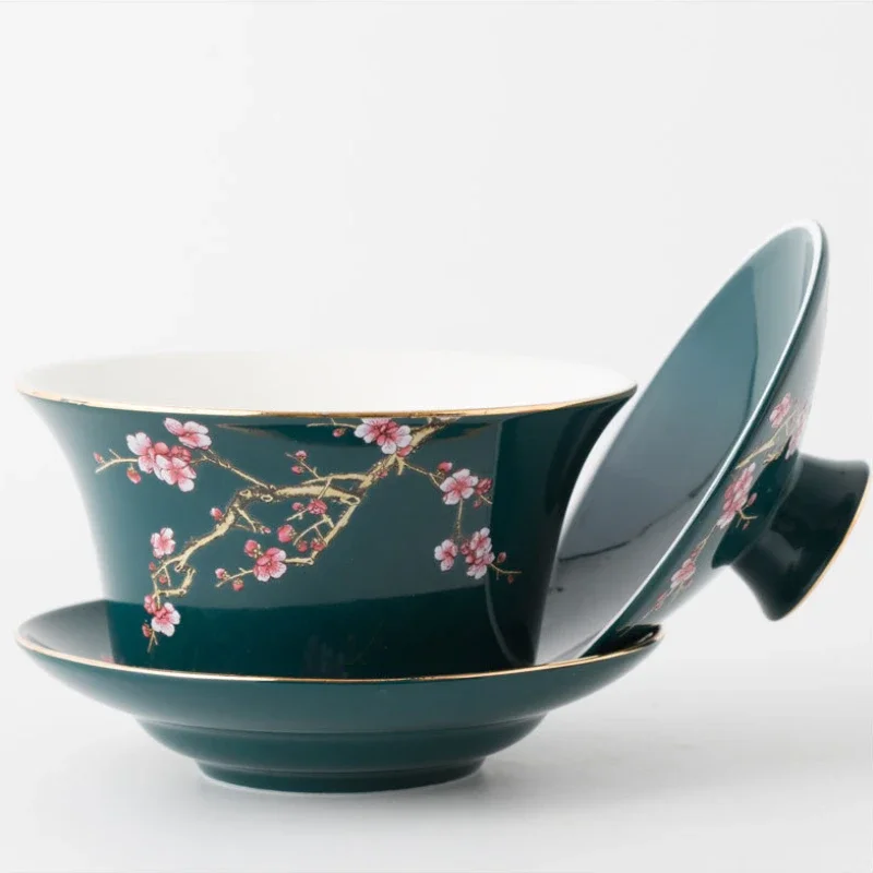 300ml Gaiwan Chinese Cha Tea Cup Dehua County Porcelain Sets Tea Bowl Mug Soup Tureen Ceramics Office Accessories Kung Fu Chhai