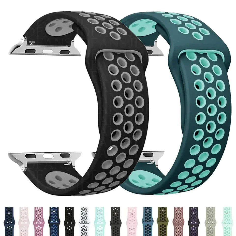 애플 워치 밴드용 스포츠 스트랩, 실리콘 팔찌, iWatch 시리즈 9, 8, 7, 6, 5, 3 se 울트라 2 밴드, 40mm, 44mm, 49mm, 45mm, 41mm, 38mm, 42mm