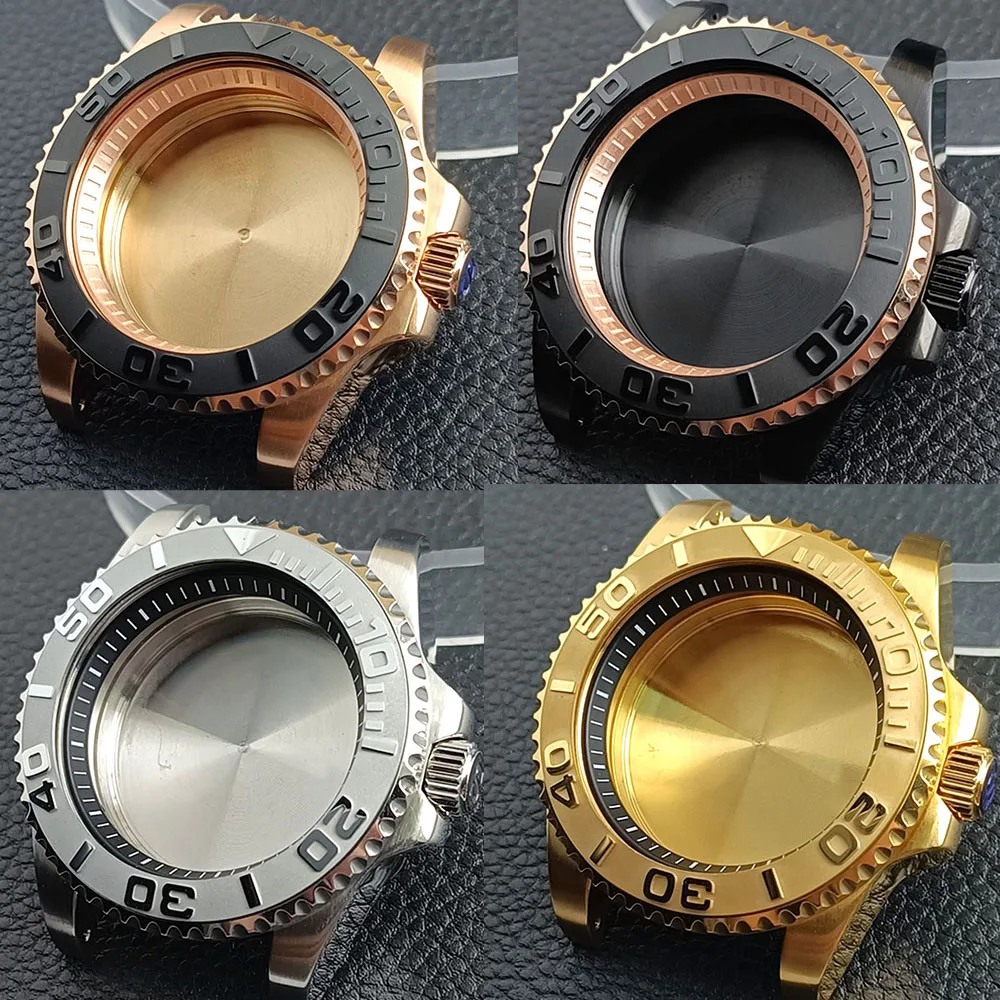 40.5mm 실버/블랙/로즈 골드/골드 GMT 케이스 챕터 링 포함 스테인레스 스틸 방수 맞춤 NH34 35 NH36 무브먼트 시계 케이스