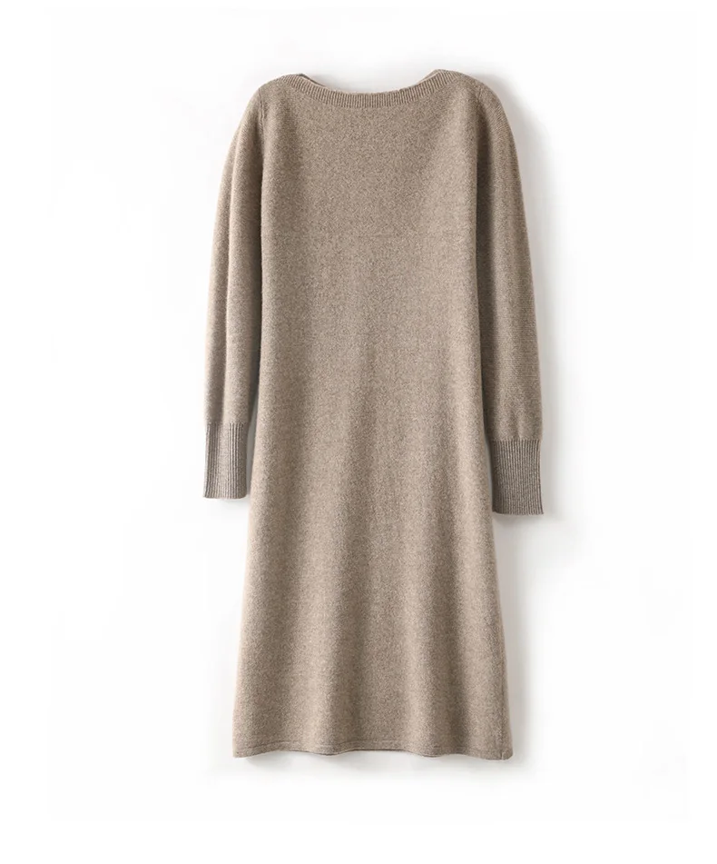 merino vestido de malha de lã feminina de uma linha pescoço saias longas saias finas casual moda bottoming cashmere saia